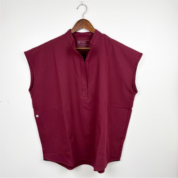 Figs Rafaela Technical Collections Oversized Scrub Top Maroon Large NWT - Picture 2 of 10